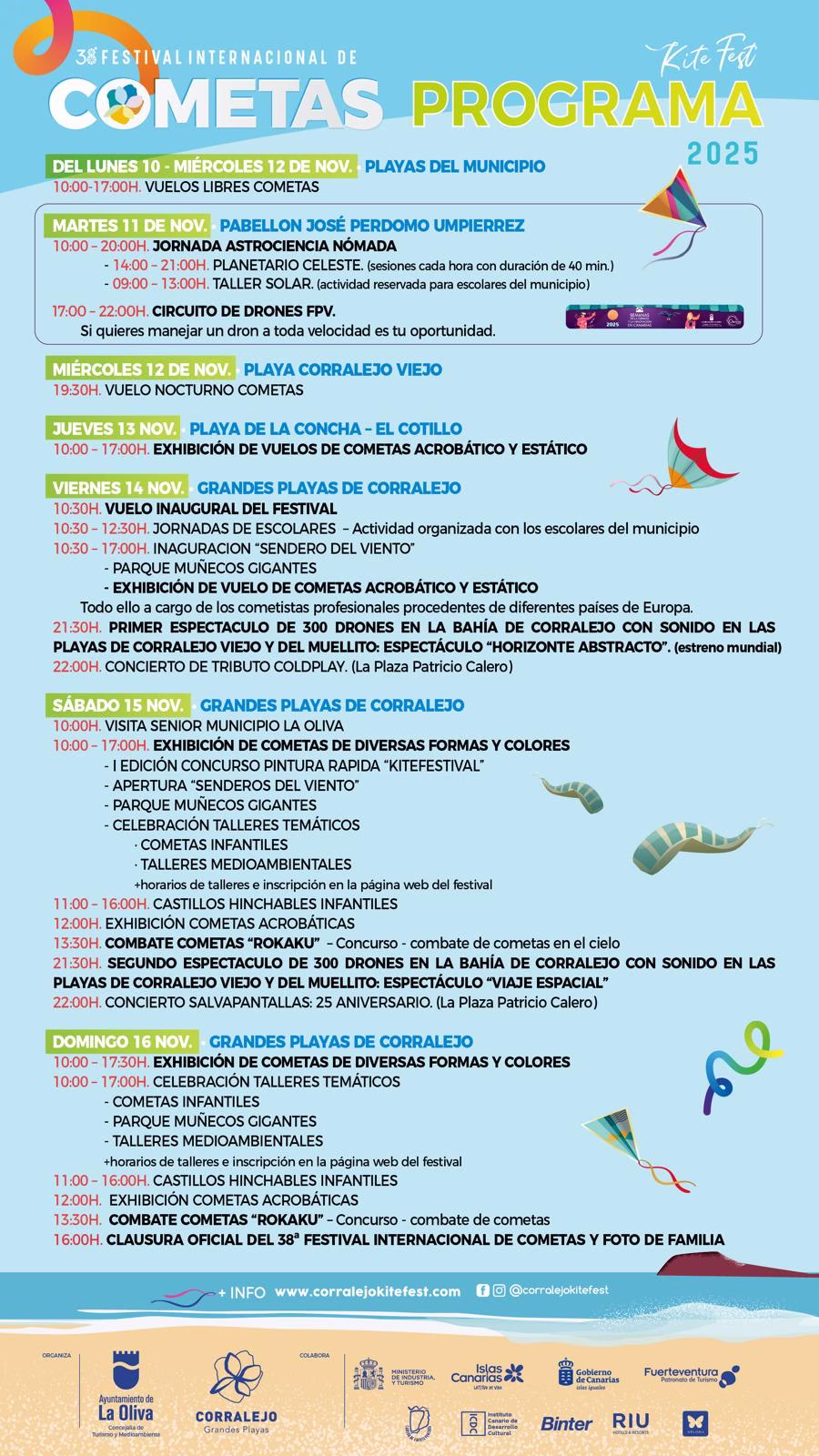 programa del festival de cometas de Fuerteventura 2025